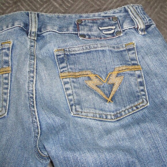 Y2K DIESEL INDUSTRY Flared Jeans Size 30 Blue Hush Low Waist Embroidered Pockets - Picture 5 of 10
